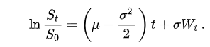 Geometric Brownian Motion (GBM) formula